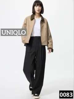 0083 UNIQLO タックワイドパンツ ブラック