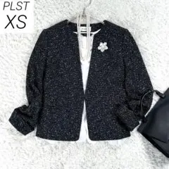 PLST　スラブツイードジャージーキーカラージャケット ブラック　XS