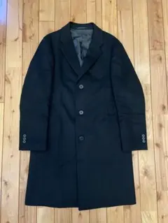 UNIQLO ブラック チェスターコート シングルブレスト