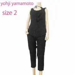 ヨウジヤマモト★黒ラメ★絹シルク混ツイード★変形モダン★セットアップパンツスーツ
