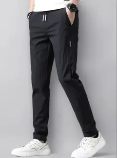 接触冷感 軽量ストレッチパンツ ブラック