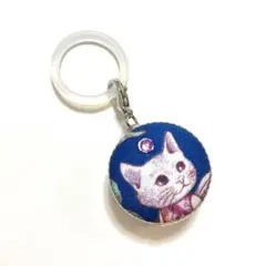 ハンドメイド　めじるしチャーム　ねこ　ネイビー