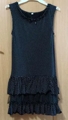 西松屋 ノースリーブ ワンピース 140cm 黒白ドット