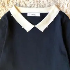 新品タグなし◯MISS J パール襟 カットソー スリット ブラック
