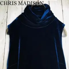 【CHRIS MADISON】ベロアノースリーブワンピ(M)ネイビー ハイネック