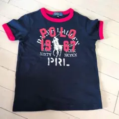 POLO by Ralph　Lauren　ネイビー 赤袖 プリント Tシャツ