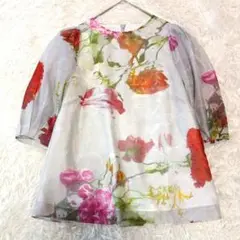 未使用 タグ付 TED BAKER AYYMEE フラワープリント ブラウス