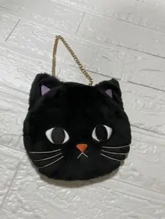 黒猫フェイスポーチ　吊り下げチェーン付き　新品未使用