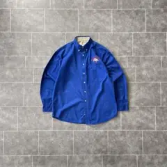 US古着 vinatge ブルドッグ刺繍 シャツ ブルー L