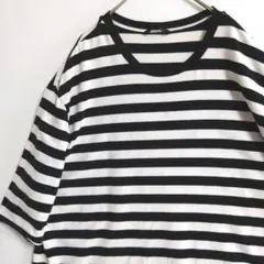 819　半袖Tシャツ　XL　白黒　ボーダー柄　タグ無し　US古着