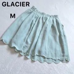 GLACIER フレアスカート（M）膝上スカート　ライトグリーンa278