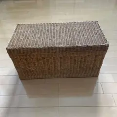ラタン　収納ボックス型ベンチ　ブラウン