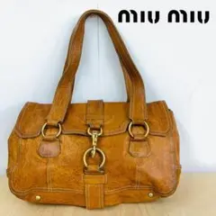 miu miu ミュウミュウ ショルダーバッグ レザー キャメル レディース