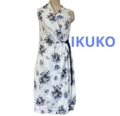 IKUKO⭐️イクコ⭐️エレガント⭐️ワンピース⭐️F⭐️カシュクール⭐️花柄⭐️アシメ⭐️膝丈