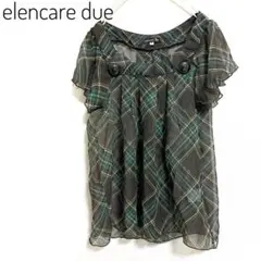 elencare due 半袖 シフォン シャツ ブラウス チェック柄 M