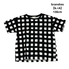 新品！ブランシェス b.+A半袖Tシャツ 手書き風チェック 130cm
