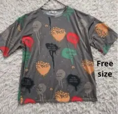 美品　グラフィックペイント半袖Tシャツ　Free ゆったりシルエット　男女兼用