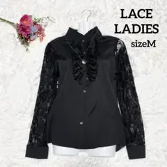 ✨極美品✨LACE LADIES フリル付きレーススリーブシャツ　サイズM