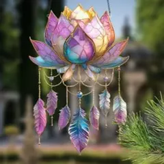 蓮の花　サンキャッチャー アクリル看板270 インテリア雑貨　瞑想　ヨガ　インド