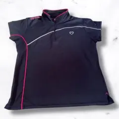 ミッキー ハーフジップ ポロシャツ 黒