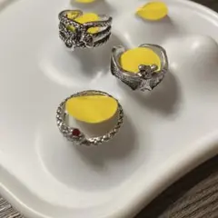 【155】アメカジ メキシカン シルバー 蛇デザインリング 3点セット