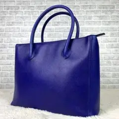 ★セリーヌ トートバッグ シュリンクレザー ブルー シボガワ ヴィンテージ