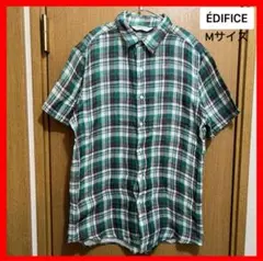 希少【ÉDIFICE】極美品☆半袖チェックシャツ☆Mサイズ ☆グリーン