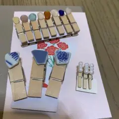 シーグラス木製クリップセット
