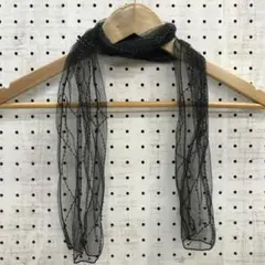 00’s ボーホー シック 古着小物 ビーズ刺繍 シアー メッシュストール