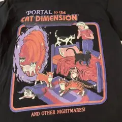 アニマルT 猫　スティーブンローズ　ブラック　レトロ　でかプリント　US古着