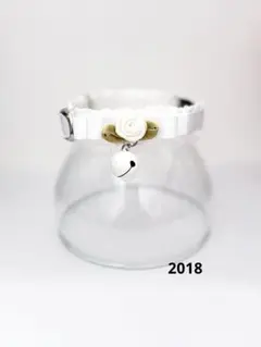 2018.猫首輪 ホワイト グログランリボン コットンフリル