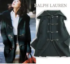 RALPH LAUREN/セーラーカラーレザートグル カシミヤ素材ダッフルコート