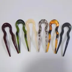 U字 かんざし 6本セット クリア