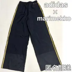 【美品】 adidas × marimekko ラインパンツ フレアパンツ 黒金