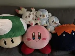 カービィ・ポッチャマ・ヒバニー・マリオのキノコ ぬいぐるみセット