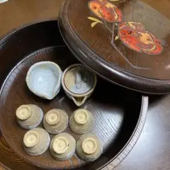 木製　無垢材　くり抜き　茶櫃　烏城彫？　丸型　和風 2025年最新】烏城彫 茶櫃の人気アイテム - メルカリ