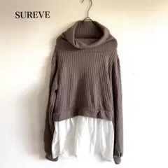 スレーブ 異素材切替リブカットソー 2トーン バルーンシルエット ゆるふわ