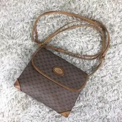 グッチ GUCCI ショルダーバッグ 総柄 GG柄 ブラウン PVC レザー
