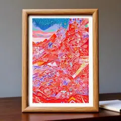 【1W限定】絵画「大地の詩」 A4 額無し 風景画 抽象画 インテリア 地層 土