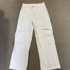 ホワイト カーゴパンツ ワイドレッグ　Sサイズ