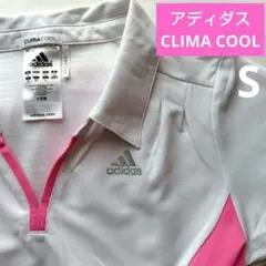 【中古品】adidas CLIMA COOL ポロシャツ S ホワイト/ピンク