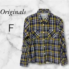 【未使用】Originals 　長袖ネルシャツ　 F　イエロー系チェック柄