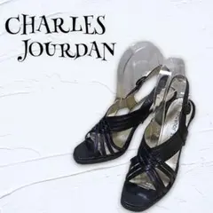 【CHARLES JOURDAN】『5.5』クロスサンダル オープントゥ 黒