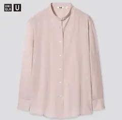 【8/31まで値下げ中】 UNIQLO シアーバンドカラーシャツ　ピンク