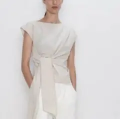 ZARA ザラ ボンテージノースリーブブラウス リボン S