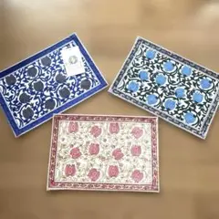 【新品・未使用】インド製 コットンミニマット 花柄 3枚セット