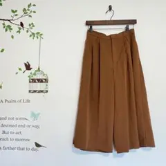 GUジーユー/ ガウチョパンツ タックワイドパンツ ブラウン M