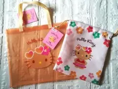 Hello Kitty トートバッグと巾着袋 セット　日焼けキティ