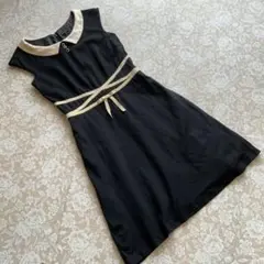 TOCCAトッカ 上品可愛いフレンチスリーブワンピース0黒×ベージュ