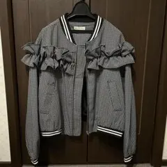 Three Four Time チェック　フリルブルゾン